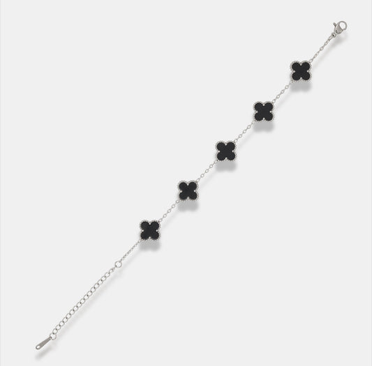 Siyah Yoncalı Gümüş VanCleef